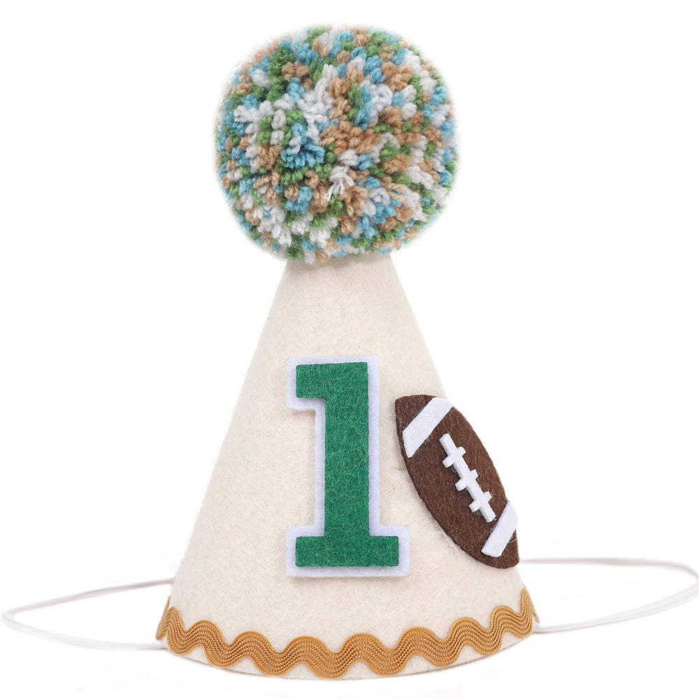 TUTOTU 1st Birthday Football Hat front view, ideal for milestone photos