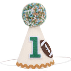 TUTOTU 1st Birthday Football Hat front view, ideal for milestone photos