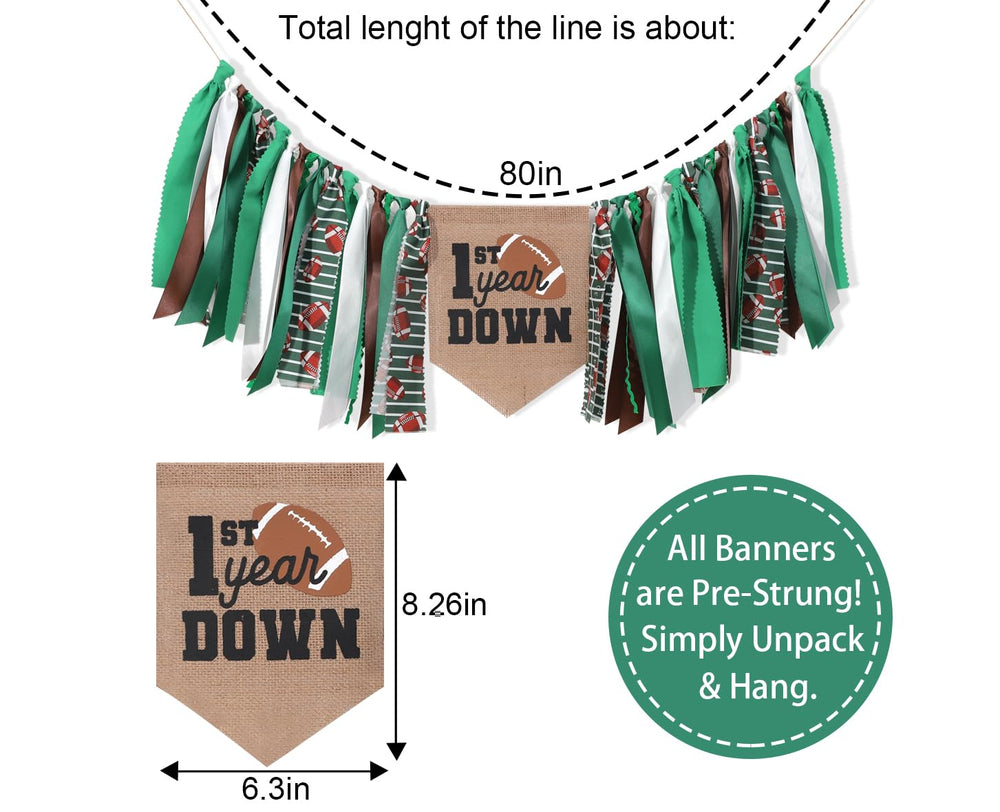 TUTOTU football birthday banner green linen enhances party backdrop