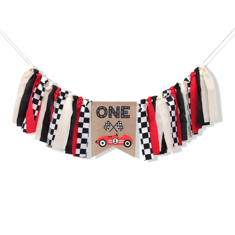 TUTOTU Race Car One High Chair Banner ideal for cake smash photos.