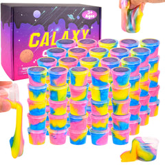 Tuupowana galaxy slime kit 102 pcs with soft non-sticky texture for mess-free play.