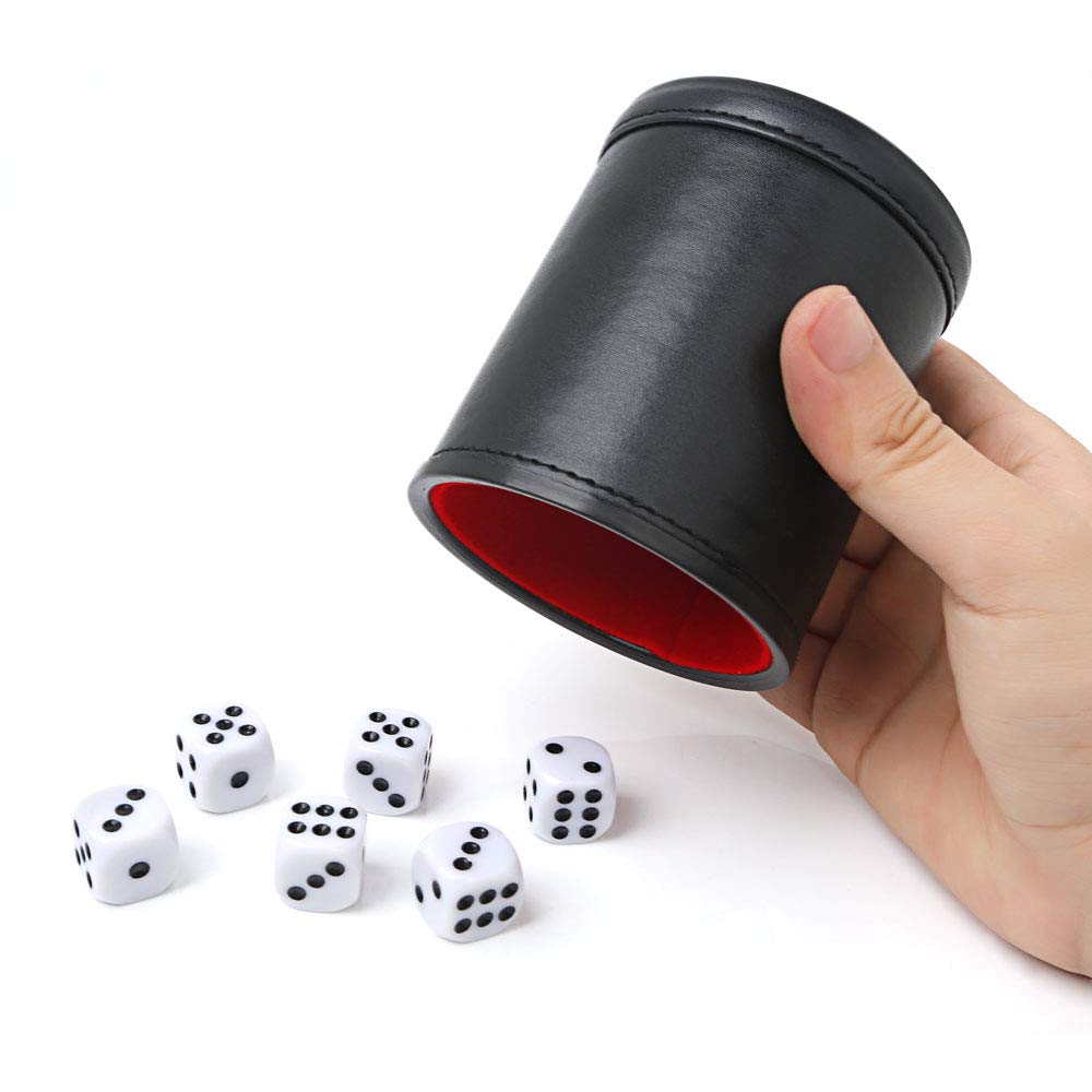 TUZAMA six white dice with black pips ready for Yahtzee and craps