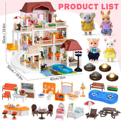 TUZT doll house outdoor pool slide promotes active, imaginative outdoor play.