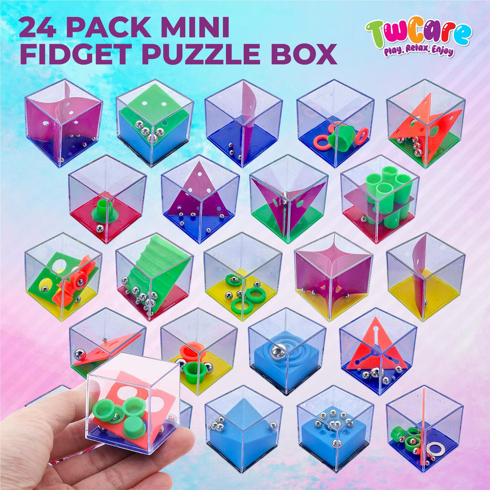 TwCare brain-teaser cubes 24-pack close-up showing colorful, portable puzzle ideas.