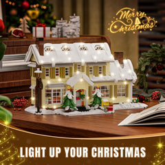 Tweandar warm LED lights detail highlights snow covered rooftops for vivid display