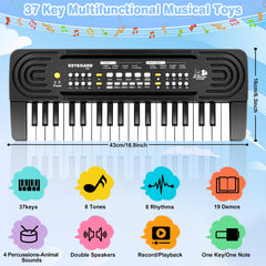 TWFRIC kids 37-key keys closeup shows kid-friendly touch