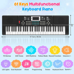 TWFRIC piano keyboard light-up keys guide young learners during play