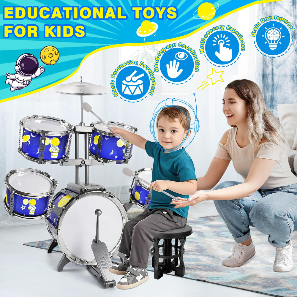 TWFRIC toddler drum set cymbal view encourages sensory exploration and musical curiosity.