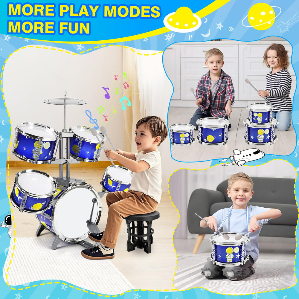 TWFRIC toddler drum set drum-sticks view invites hands-on rhythm practice.