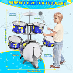 TWFRIC toddler drum set side-view shows durable plastic for everyday fun.