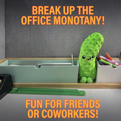Twiddler Toys Yodeling Plush Pickle brightens desks and rooms with quirky entertainment.