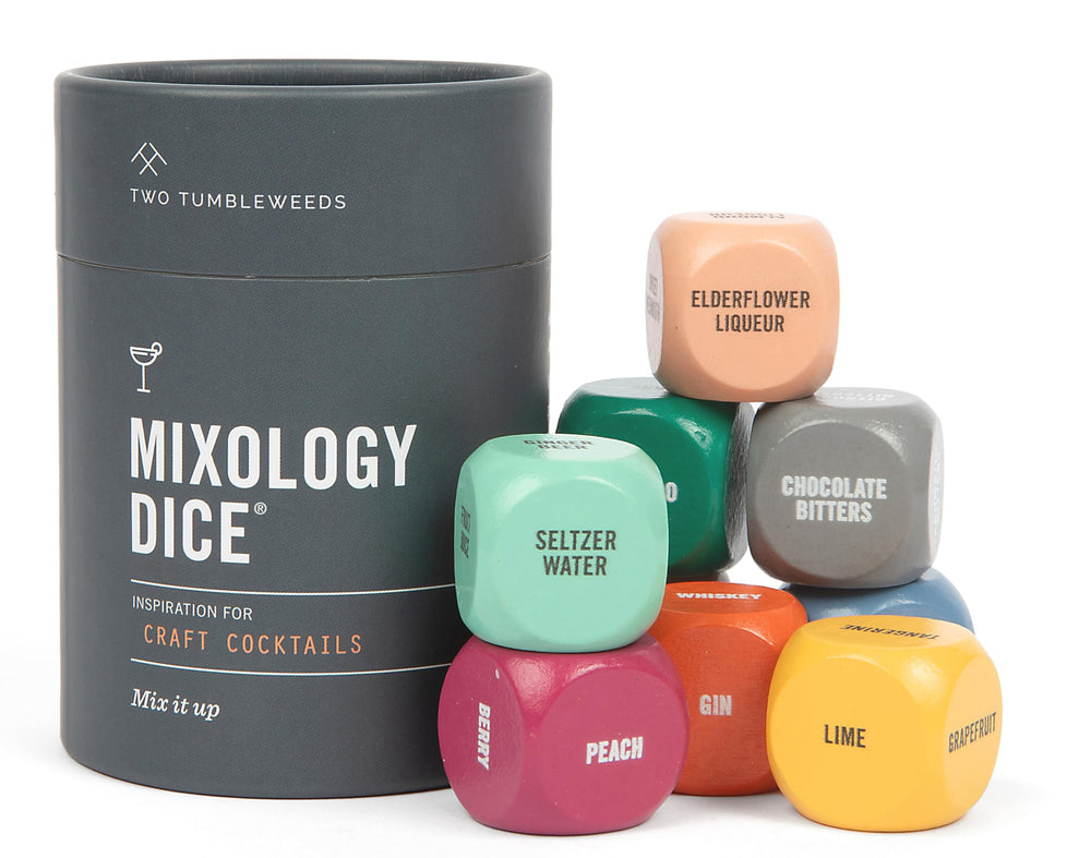 Two Tumbleweeds Mixology Dice 9-dice set with color-coded faces inspires new cocktails.