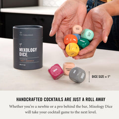 Two Tumbleweeds Mixology Dice mixer-face prompts creative combinations for drinks.