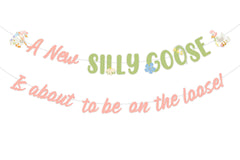 Two Wild Silly Goose pink banner adds playful baby shower focal point.