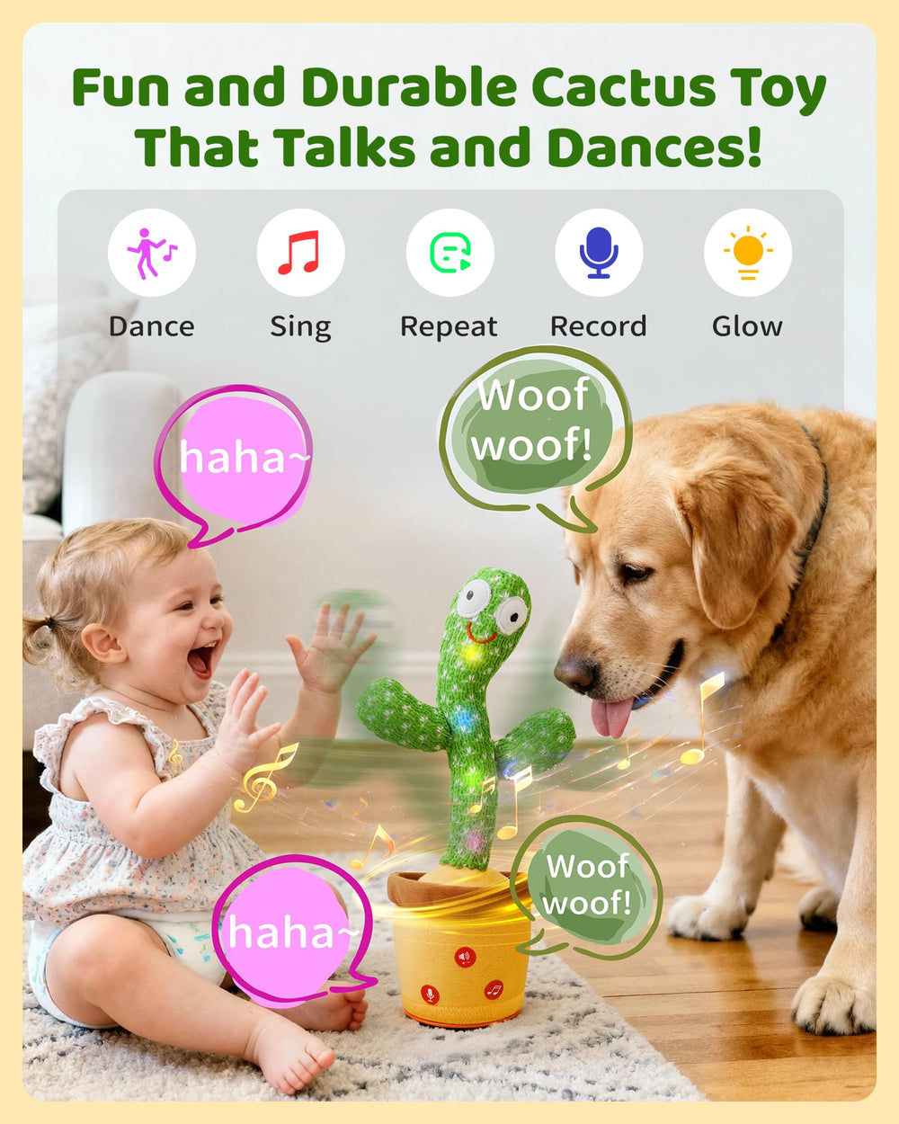 TWORIVER Dancing Talking Cactus in action dances with 120 songs for fun.