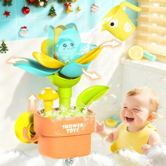 TXTLDB Magic Growing Bath Toy blooms flowers after a pour, inviting imaginative sensory play.