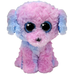 Ty Beanie Boo Flora poodle with blue eyes, ideal for cuddling and display.