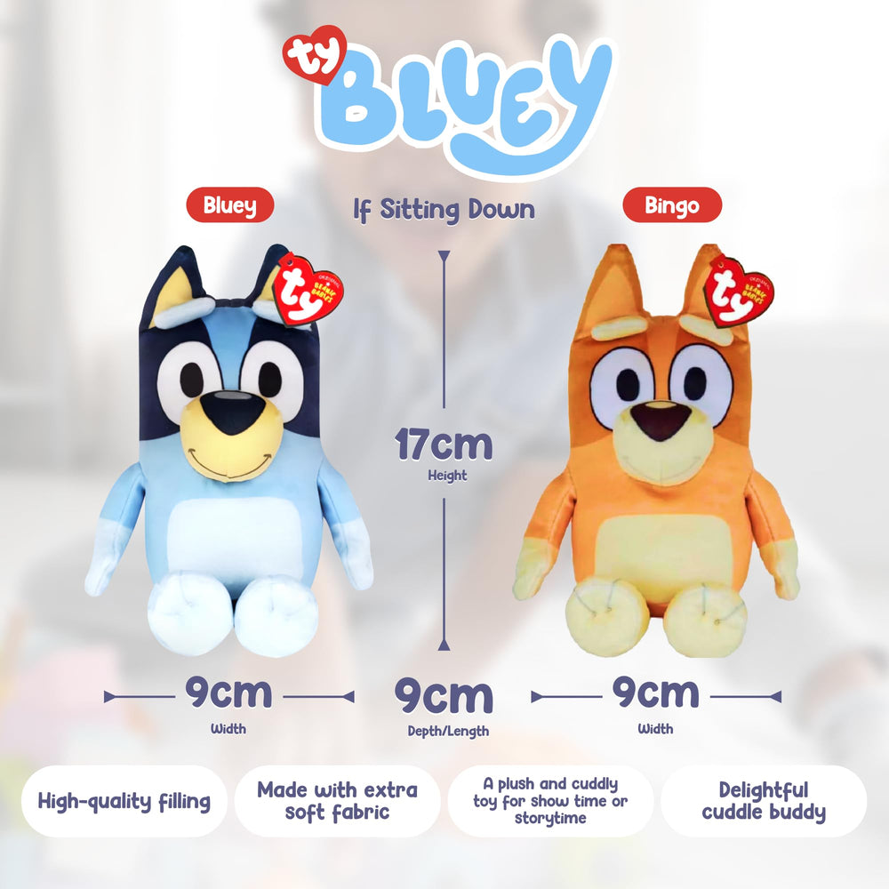 TY Bluey Floppy side ears highlight character and cuddle appeal