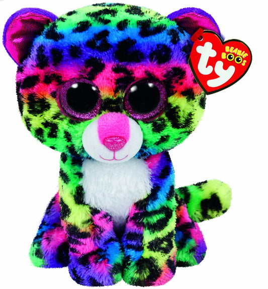 Ty Dotty leopard plush front view showcases soft Ty Silk fabric.