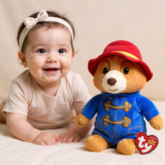 Ty Paddington Beanie Boos regular eyes close-up, adds charm to any shelf.