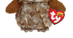Ty Percy Barn Owl Beanie Boo heart plaque with birth name and date.