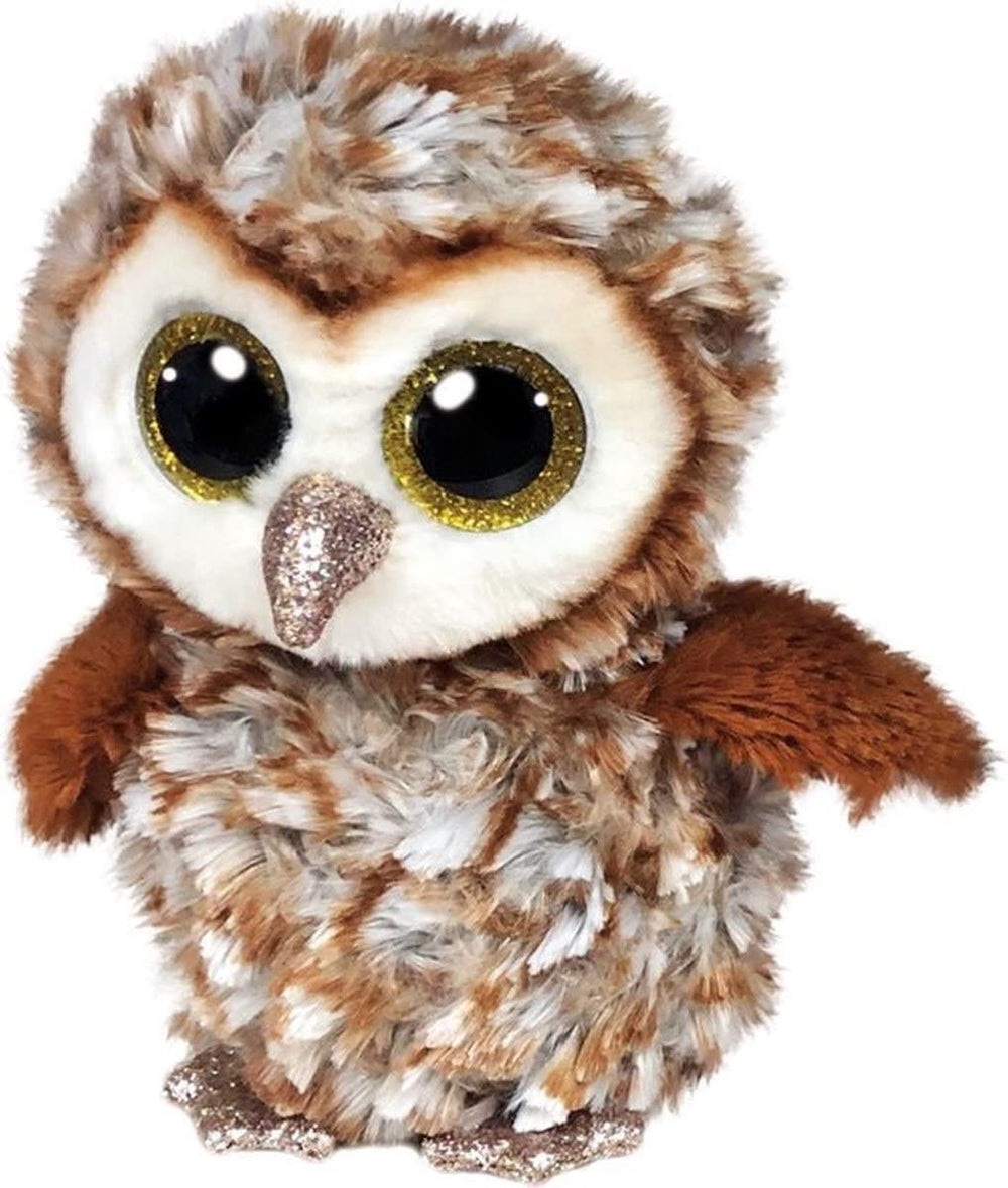 Ty Percy Barn Owl Beanie Boo multicolored fur, bright tones for lively play spaces.