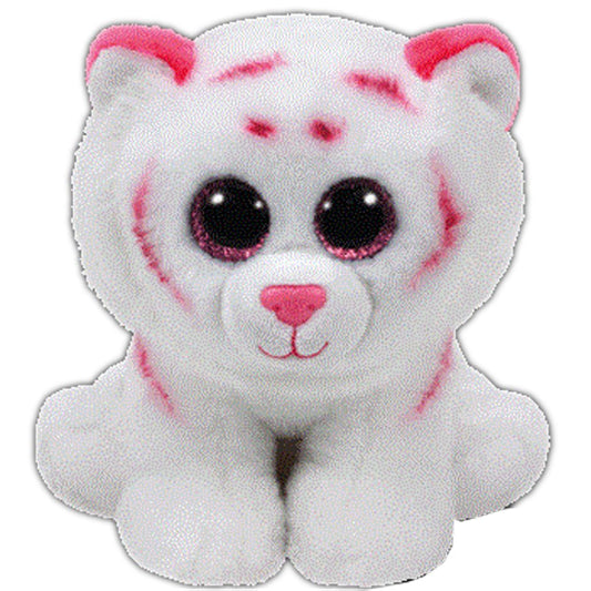Ty Pink and White Tiger Regular plush in soft plush fabric, ideal for cozy baby snuggles.