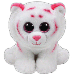 Ty Pink and White Tiger Regular plush in soft plush fabric, ideal for cozy baby snuggles.