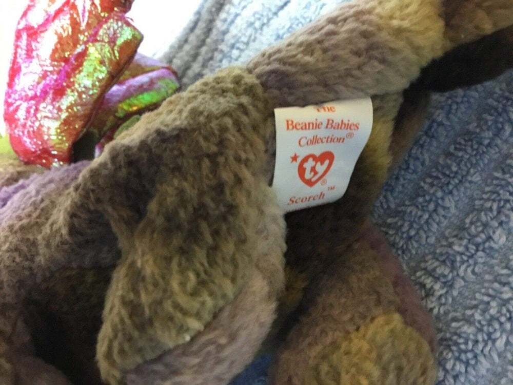 Ty Scorch the Dragon Beanie Baby button eyes, cute nostalgic look for gifting or display
