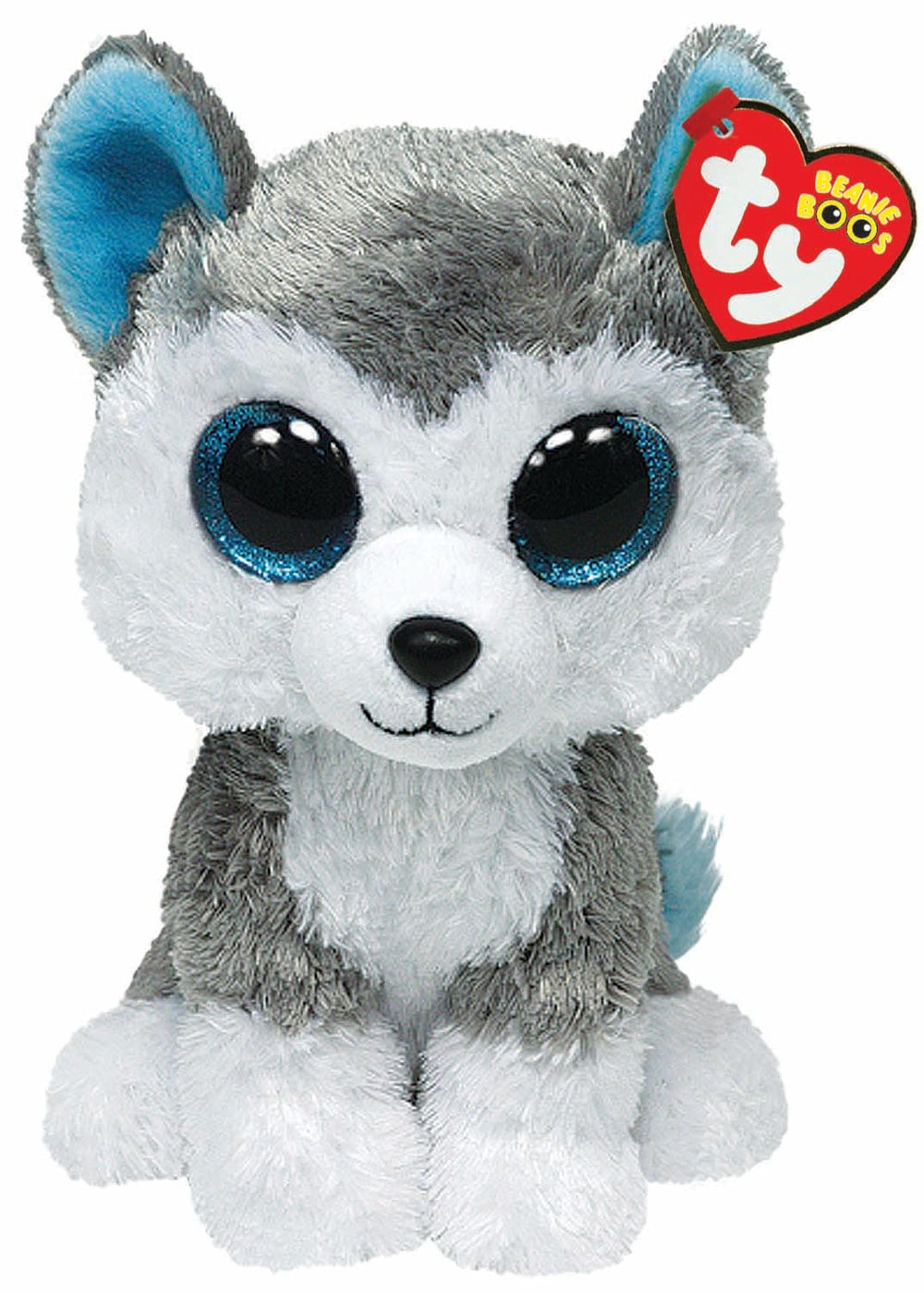 Ty Slush husky Beanie Boo plush close-up face with a friendly smile for cuddling and display