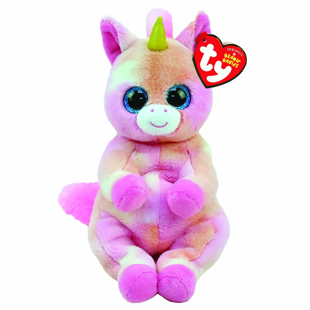Ty Beanie Babies Skylar unicorn with pink fur, soft and cuddly for playtime.