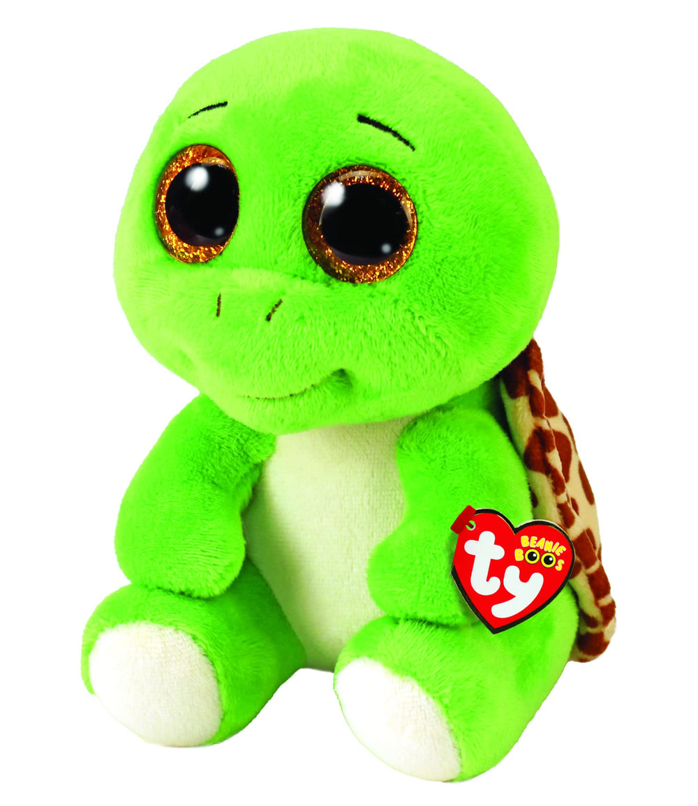 Ty Turbo the Turtle 15cm plush toy, front view, soft fur for comforting hugs