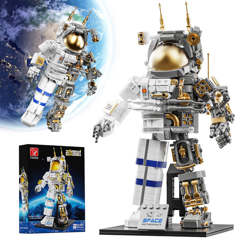 TYCOLE Space Astronaut building set assembly highlights precise 860-piece construction for display