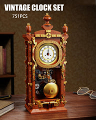 TYCOLE Vintage Pendulum Clock Building Set demonstrates the real clock function powered by a single AA battery.