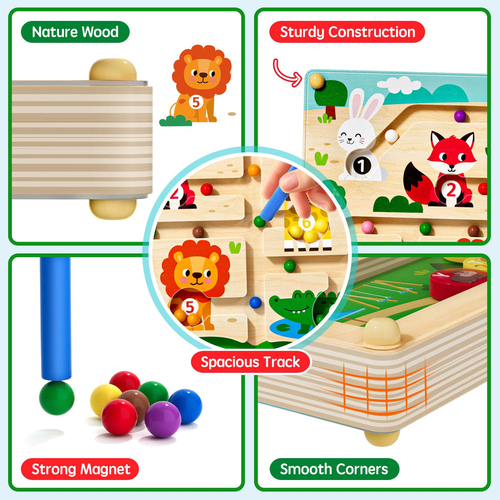 Tymokcall Magnetic Maze magnetic pens promote precise counting movements.