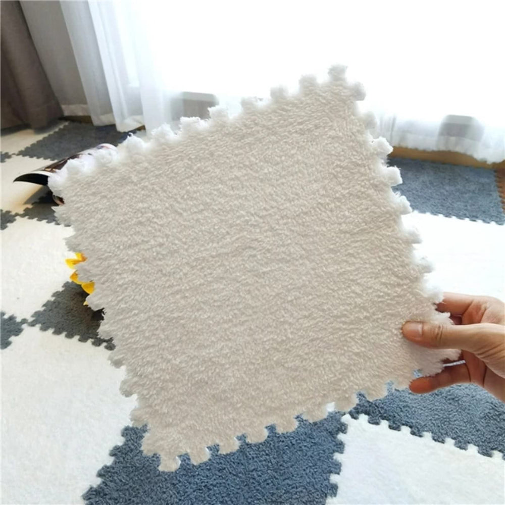Typutomi plush floor mats close-up showing soft pile and secure color stitching.