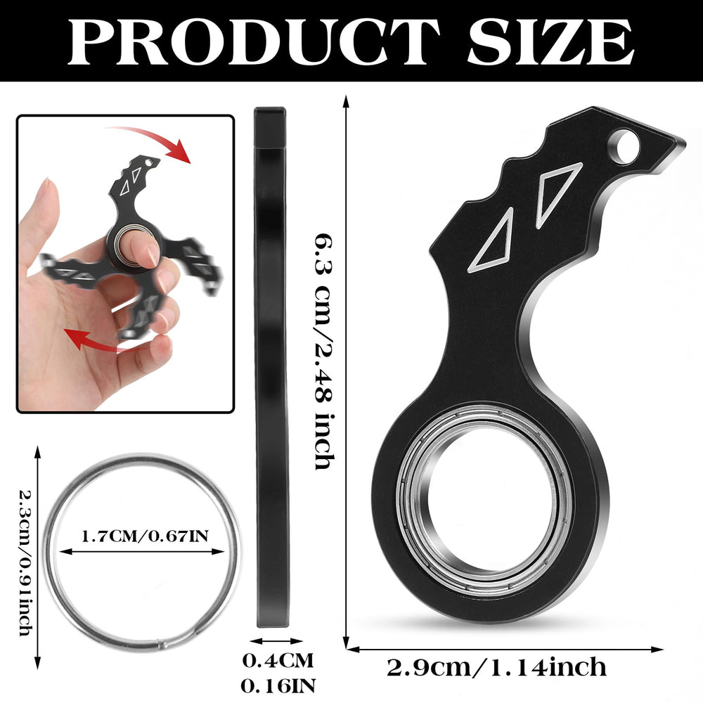Tyqour Spinner Keychain black side view highlighting compact design