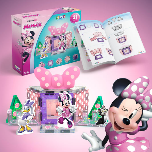 Tytan Minnie magnetic tiles 21-piece set supports creative building adventures.