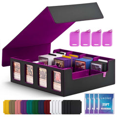 UAONO trading card storage box with commander display showing your favorite deck at a glance