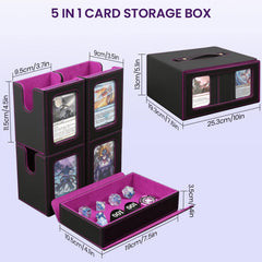 Magnetic card holders secure sleeved cards during transport and setup.