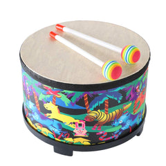 Ubblove floor tom drum wood body with a cute pattern for young musicians.