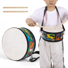 Ubblove kids drum set with adjustable strap in use for portable rhythm practice