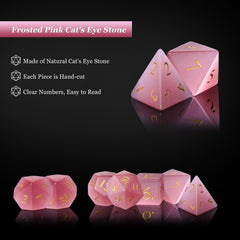 UDIXI Pink Cat's Eye dice reveal vivid color under light during sessions