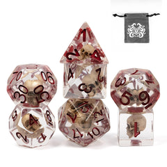 UDIXI Skull DND Dice set with red numbers for quick reference during play.