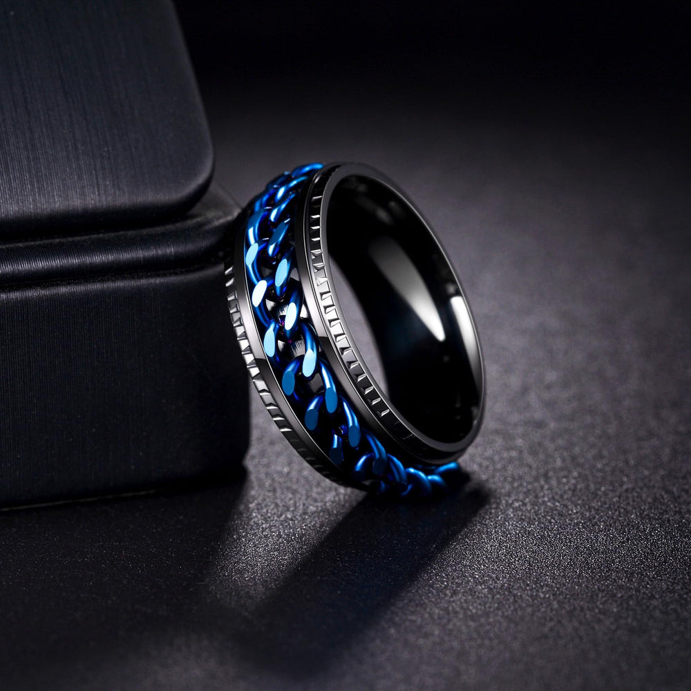 Udolfly titanium steel ring 8mm blue for versatile looks