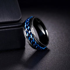Udolfly titanium steel ring 8mm blue for versatile looks