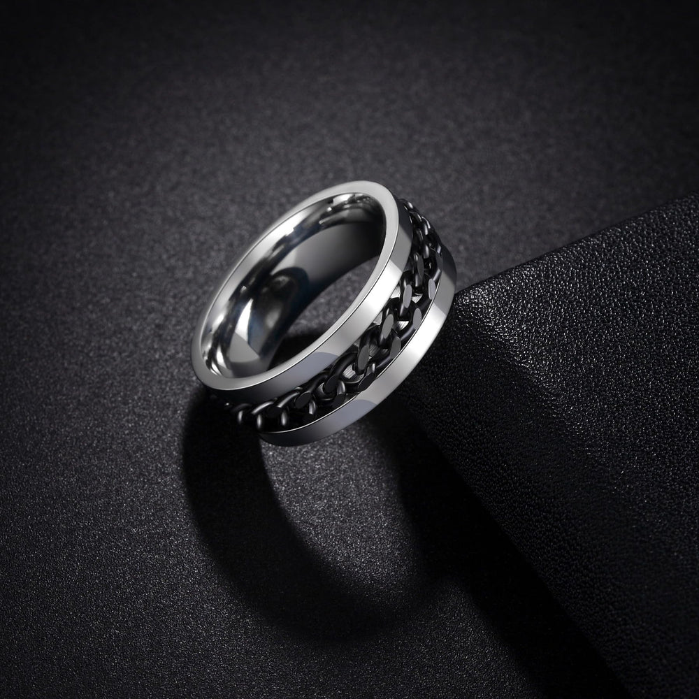 Udolfly titanium stainless steel ring in black finish, durable and hypoallergenic.