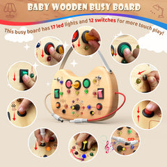 UdoUto Busy Board LED lights in bright colors to engage visual focus