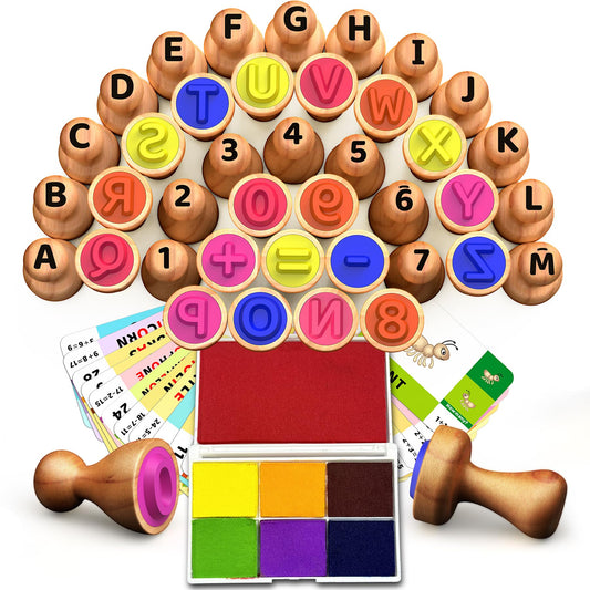 UdoUto wooden alphabet stamps for hands on word building and early literacy.