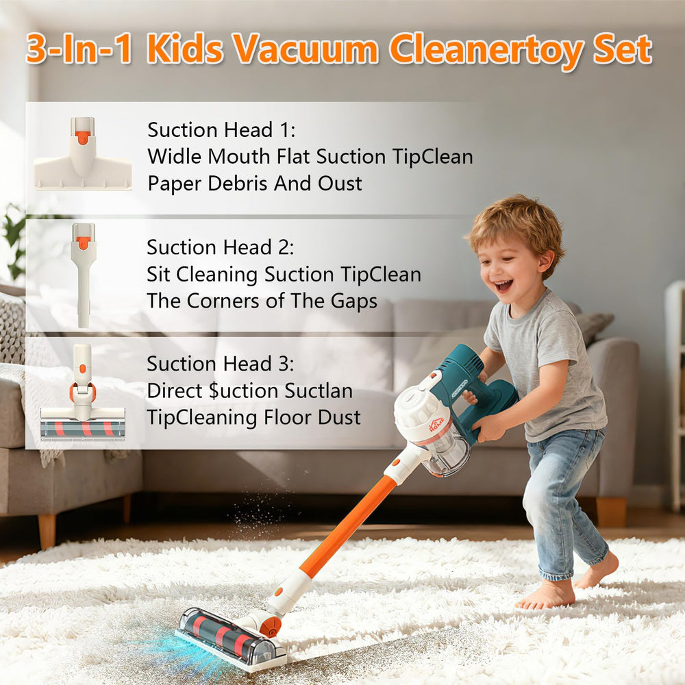 uehjxb Kids Vacuum Set Blue 3-in-1 design expands pretend play possibilities